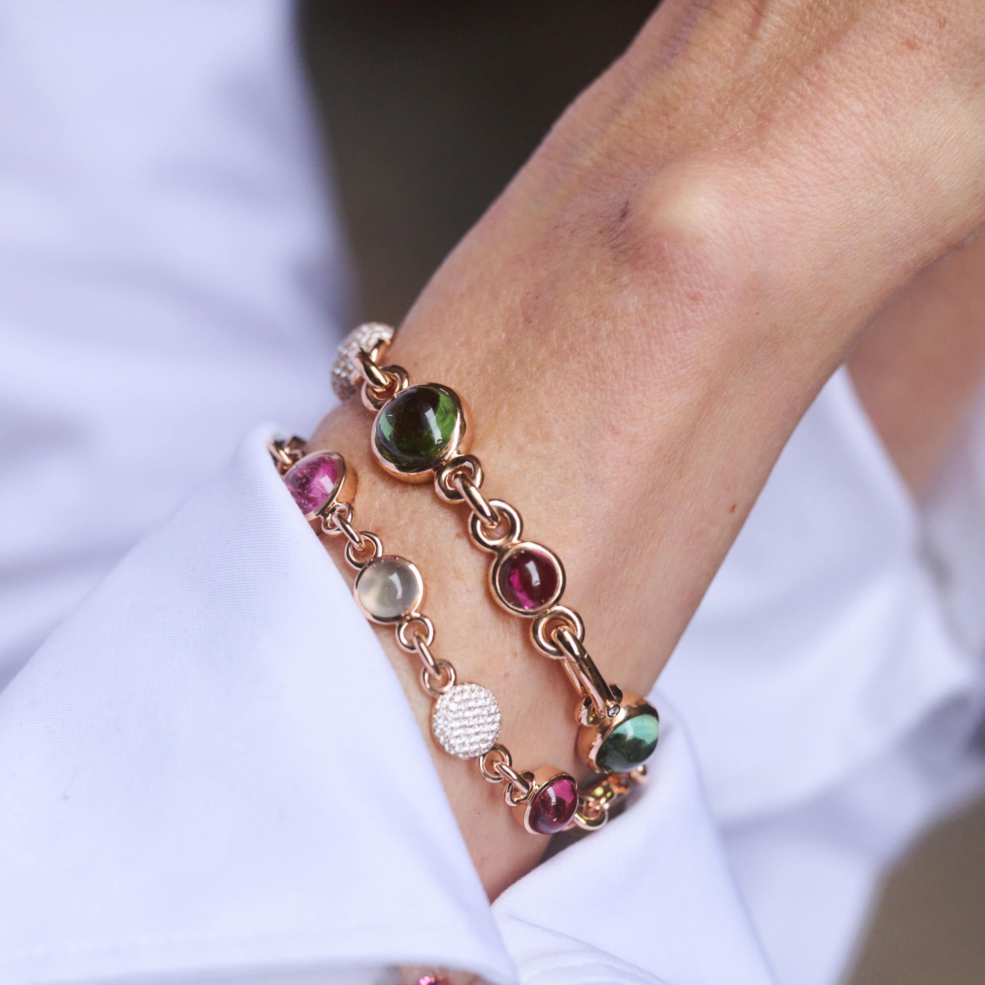 Bron Sushi Armband (4AR4043MIX01BR) aus Roségold mit Diamant und Turmalin