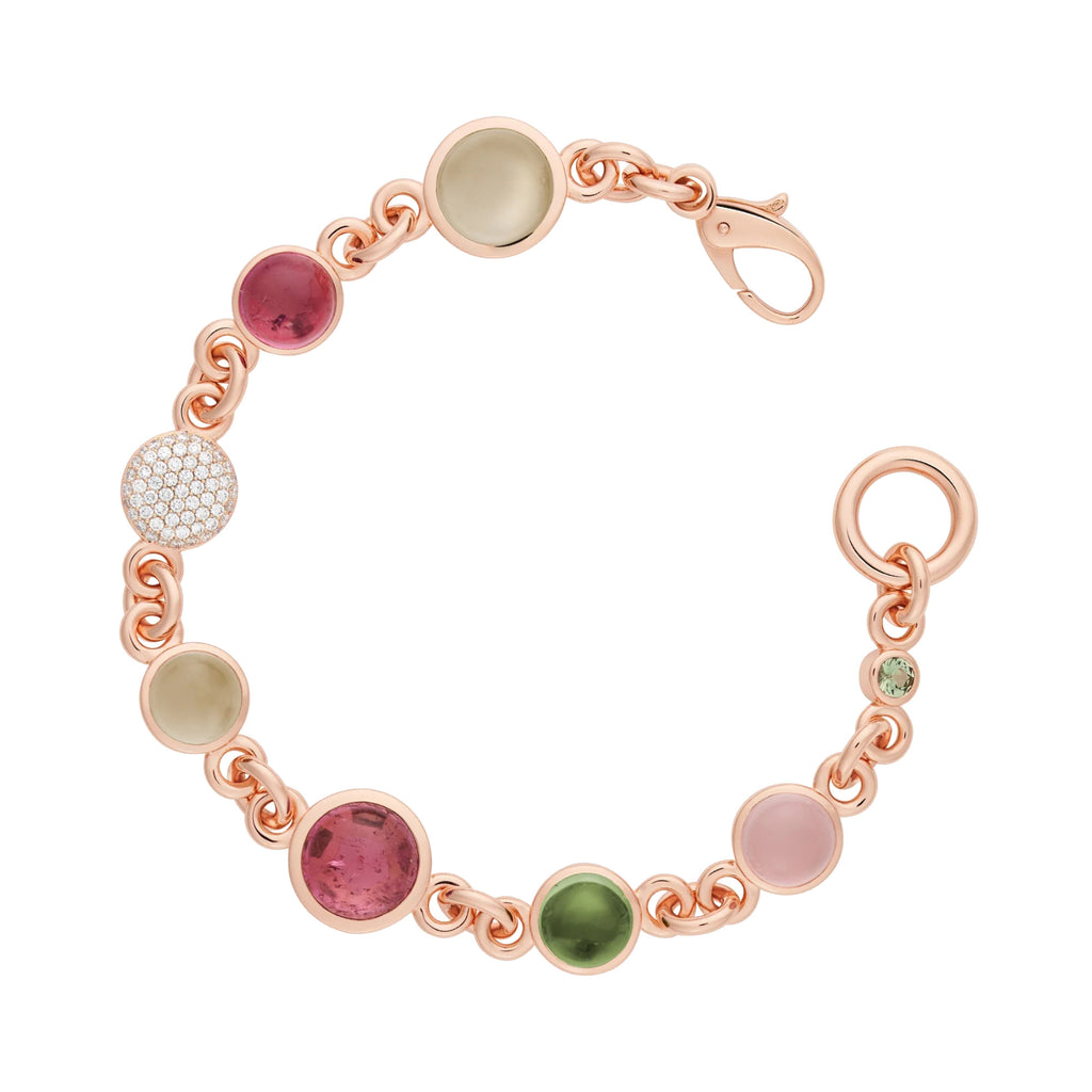 Bron Sushi Armband (8AR4039MIX01BR) aus Roségold mit Diamant, Rosenquarz, Saphir und Turmalin