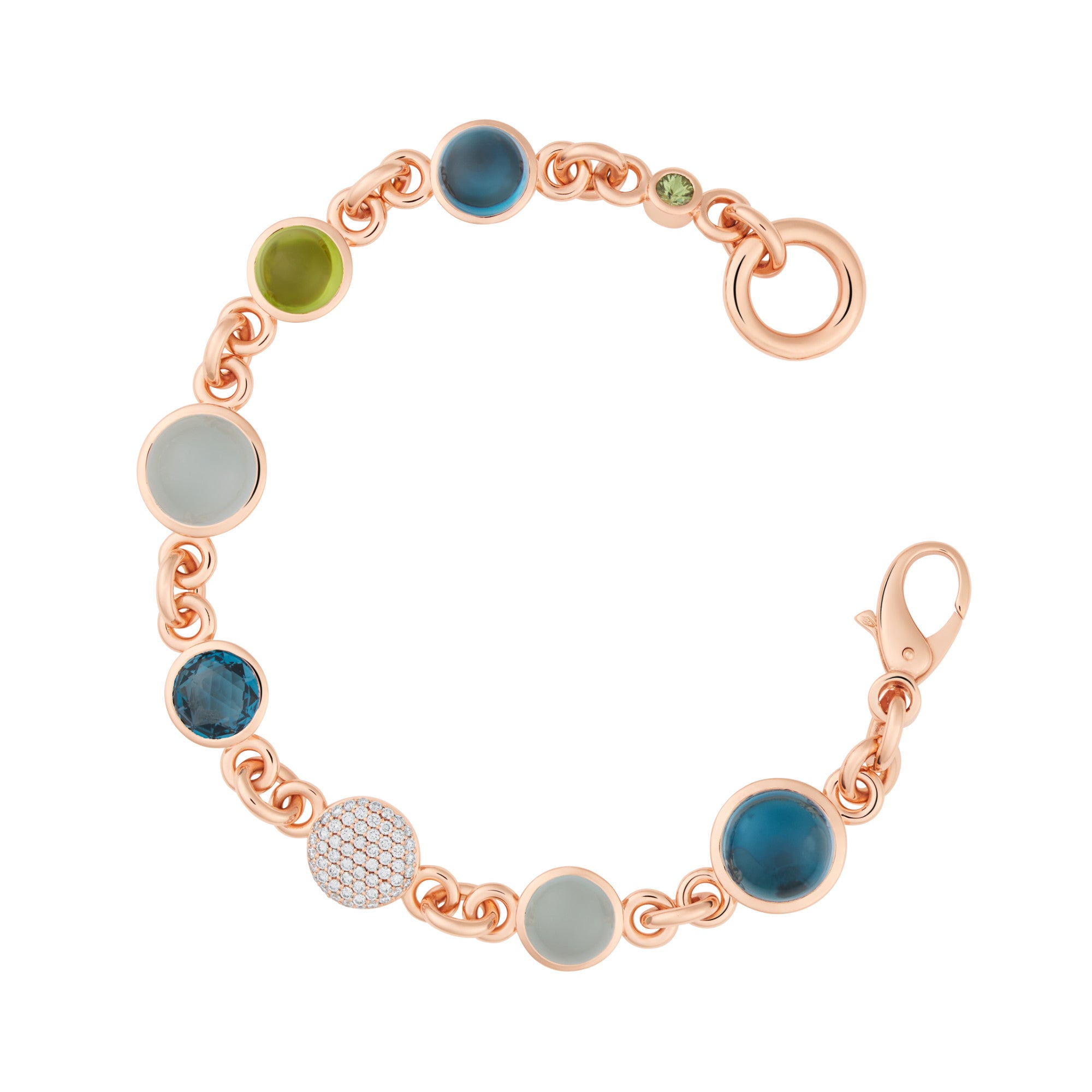 Bron Sushi Armband (8AR4039MIX02BR) aus Roségold mit Aquamarin, Diamant, Peridot, Saphir und Topas