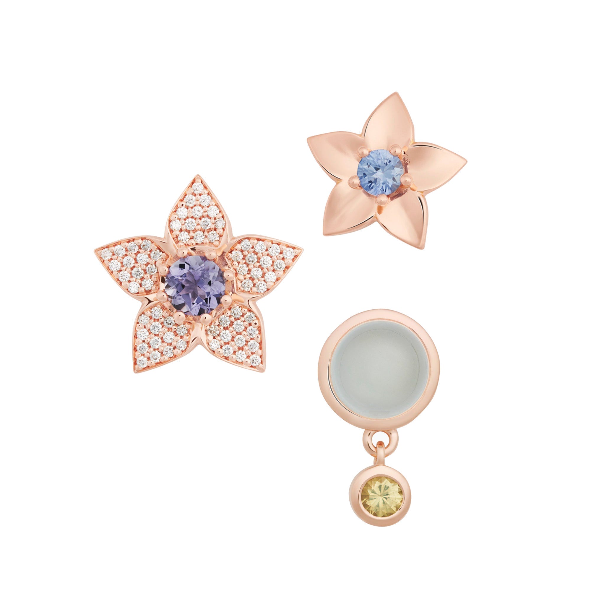 Bron Sushi Brosche (8BR1285AQCYK) aus Roségold mit Aquamarin und Saphir