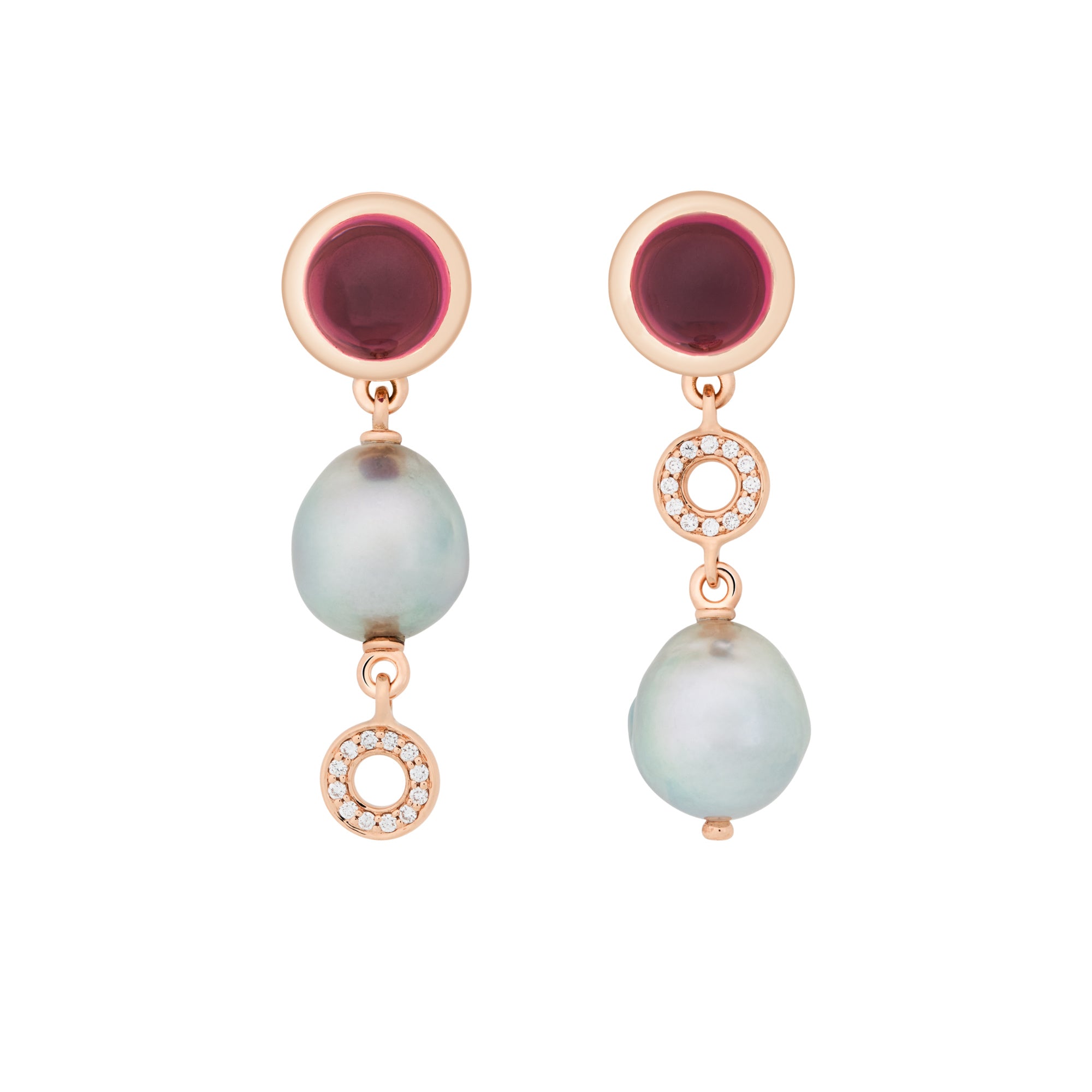 Bron Sushi Ohrschmuck (8OR4898RHCZZB9BR) aus Roségold mit Diamant und Rhodolith