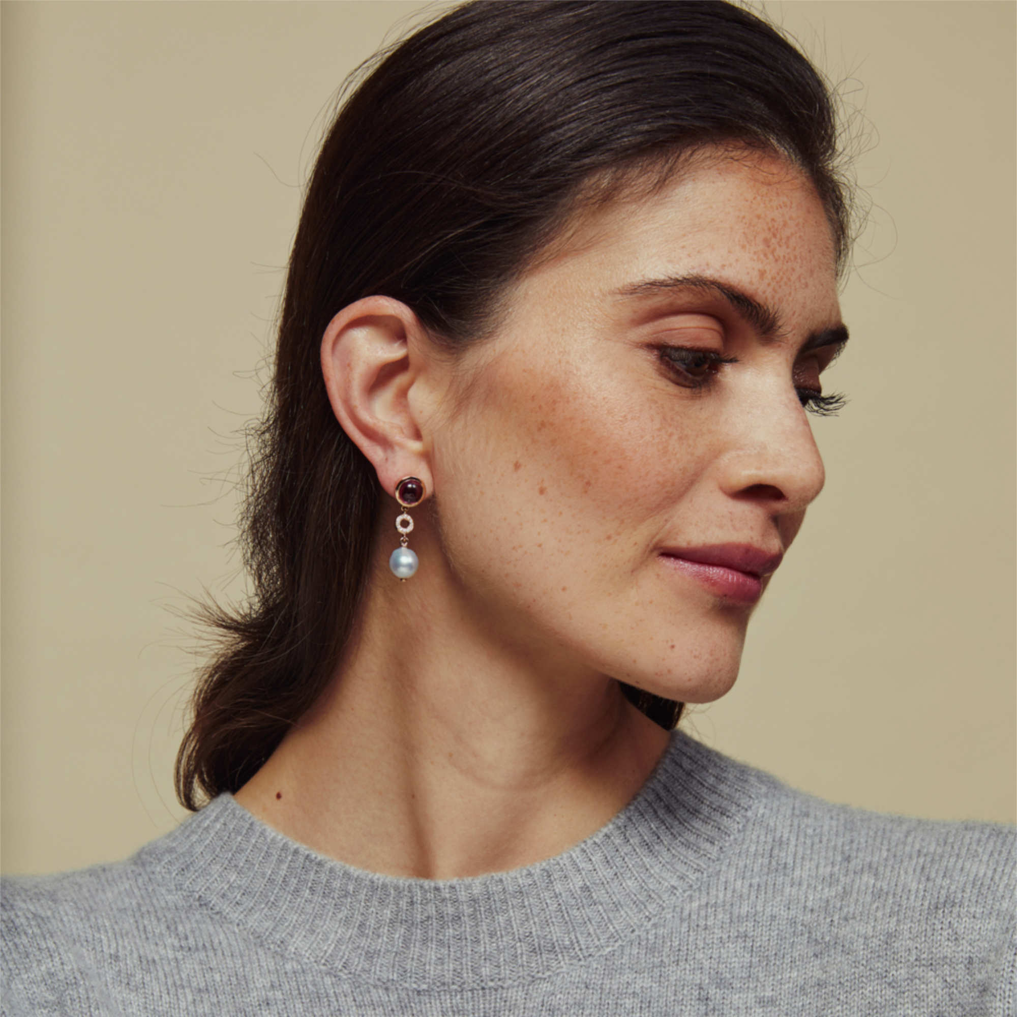 Bron Sushi Ohrschmuck (8OR4898RHCZZB9BR) aus Roségold mit Diamant und Rhodolith