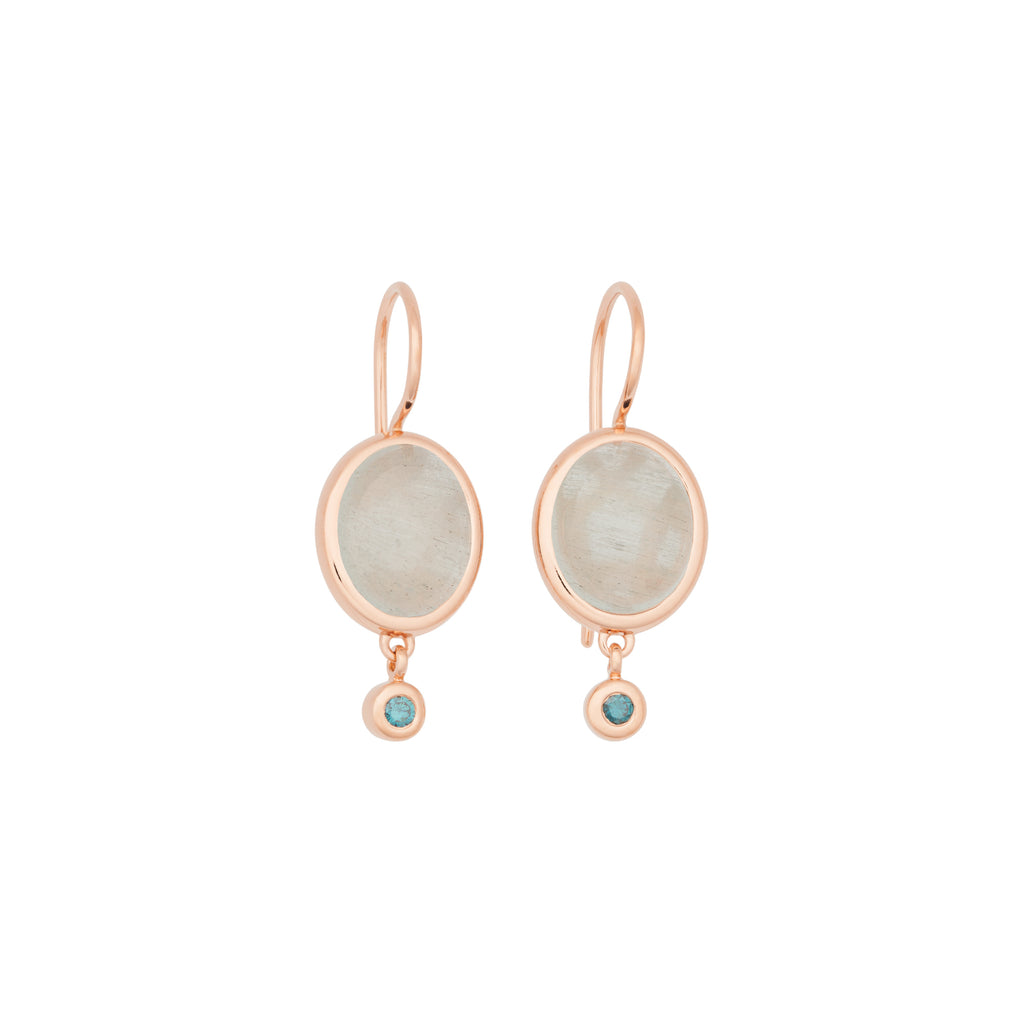 Bron Sushi Ohrschmuck (8OR4862AQCIBR) aus Roségold mit Aquamarin und Diamant