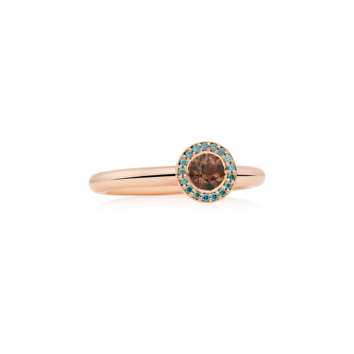 Bron Sushi Ring (8RR4567SQPIBR) aus Roségold mit Diamant und Rauchquarz
