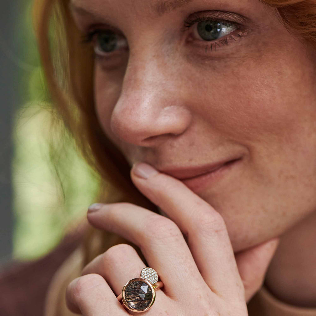 Bron Sushi Ring (8RR4870QBB) aus Roségold mit Rutilquarz