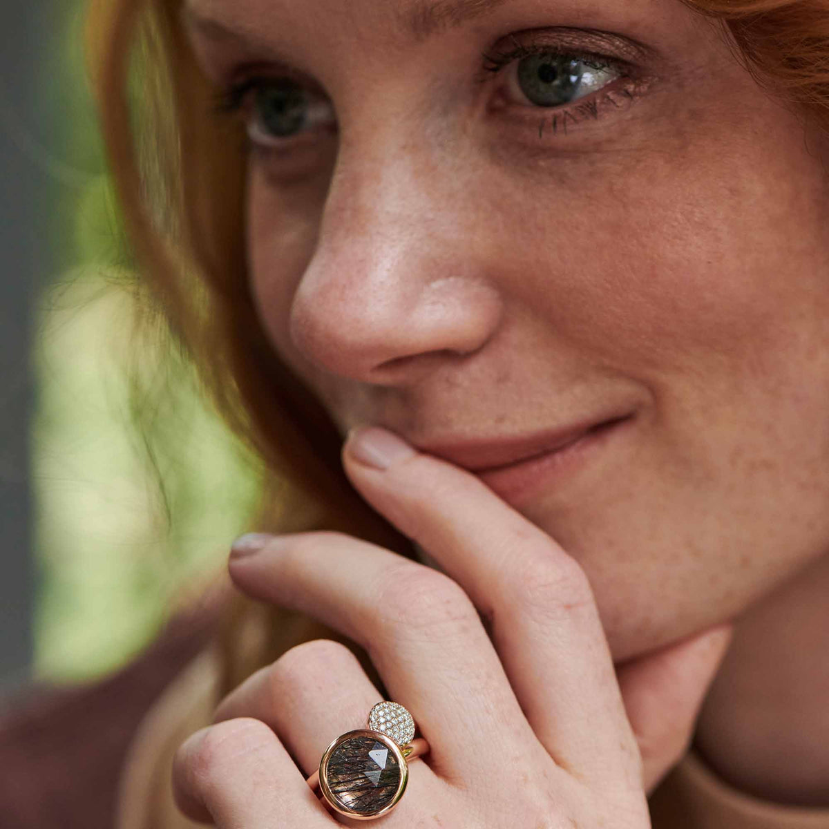 Bron Sushi Ring (8RR4870QBB) aus Roségold mit Rutilquarz