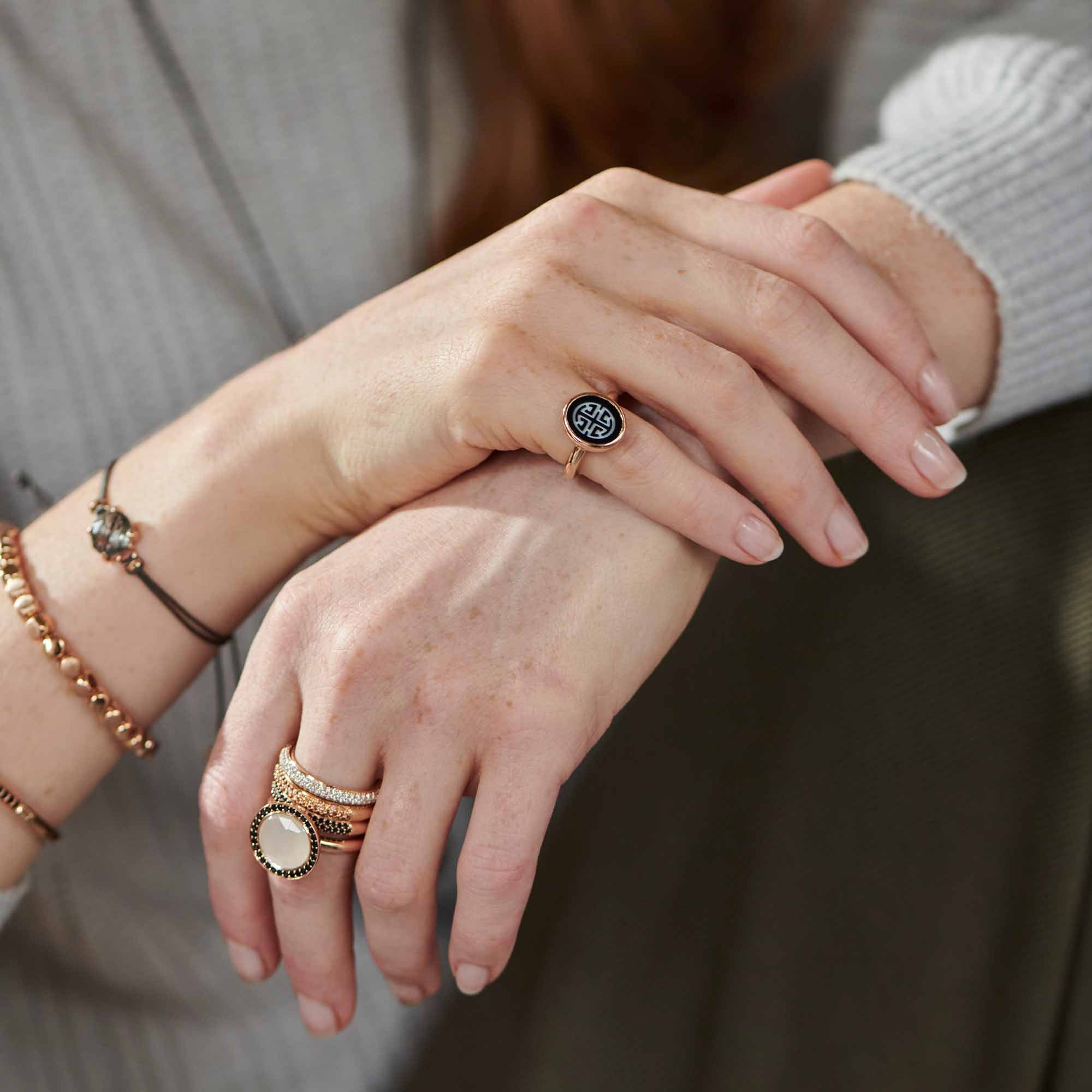 Bron Sushi Ring (8RR4892ZA4) aus Roségold mit Achat