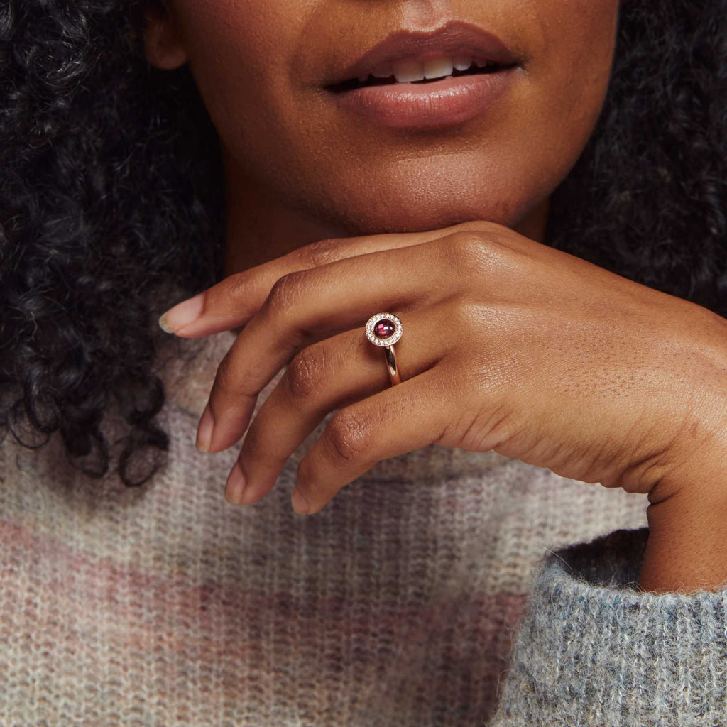 Bron Sushi Ring (8RR4931RTCBR) aus Roségold mit Diamant und Turmalin