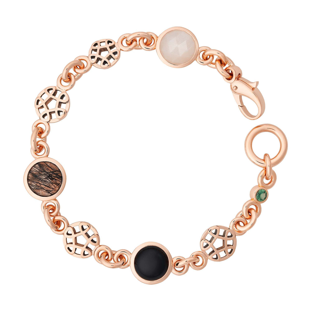 Bron Toujours Ajour Armband (8AR4022MIX01) aus Roségold mit Mondstein, Onyx, Rutilquarz und Saphir