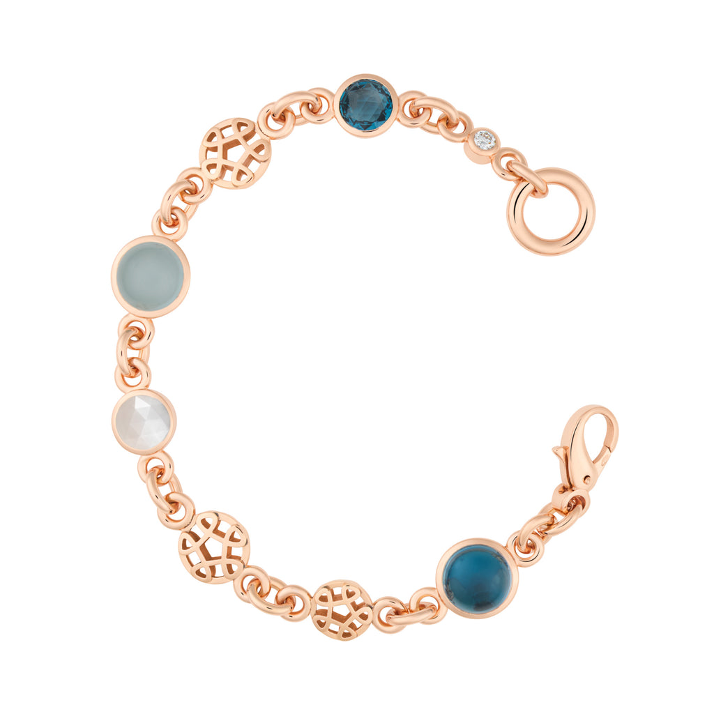 Bron Toujours Ajour Armband (8AR4034MIX6BR) aus Roségold mit Aquamarin, Diamant, Mondstein und Topas