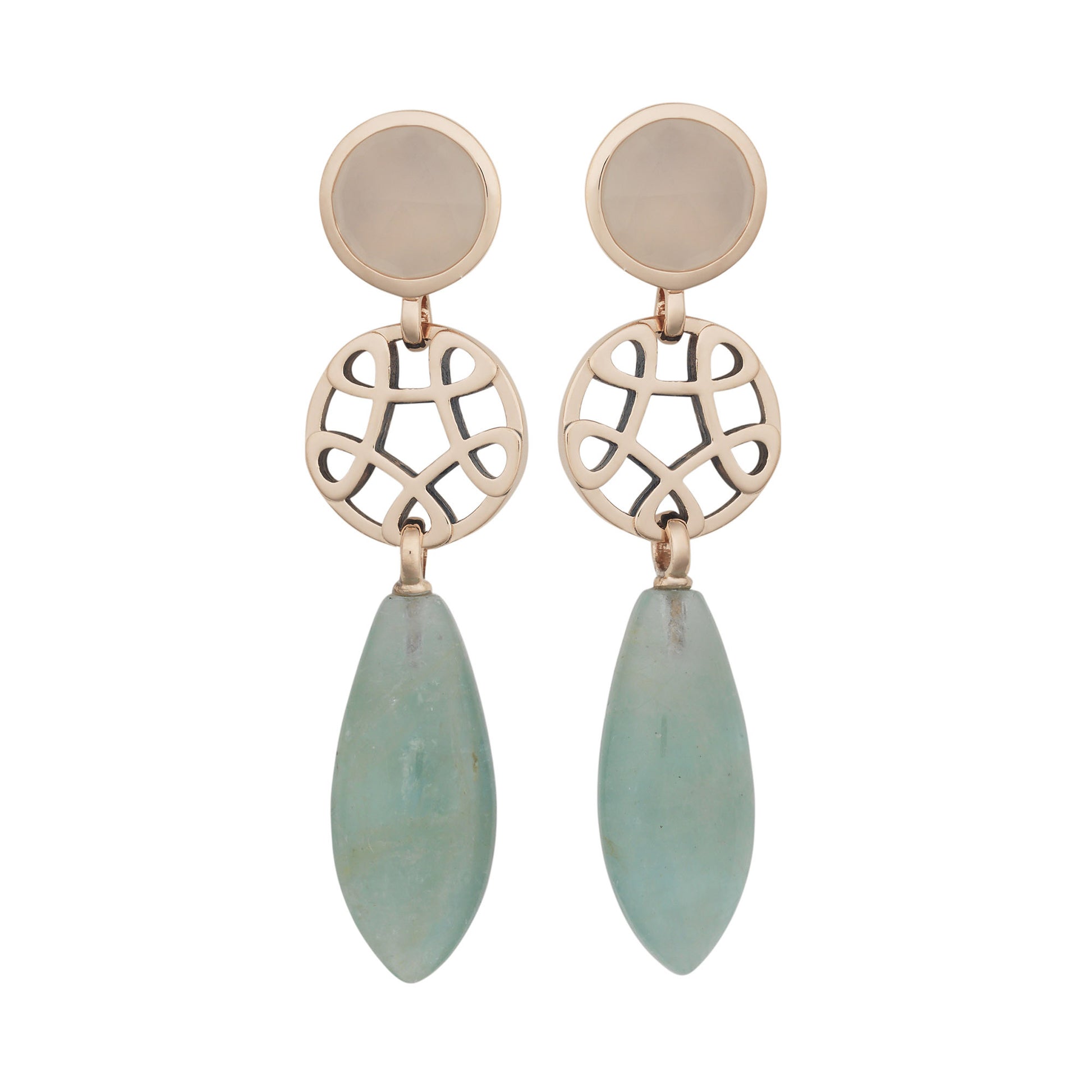 Bron Toujours Ajour Ohrringe (8OR4819MWBAQ) mit Aquamarin und Mondstein