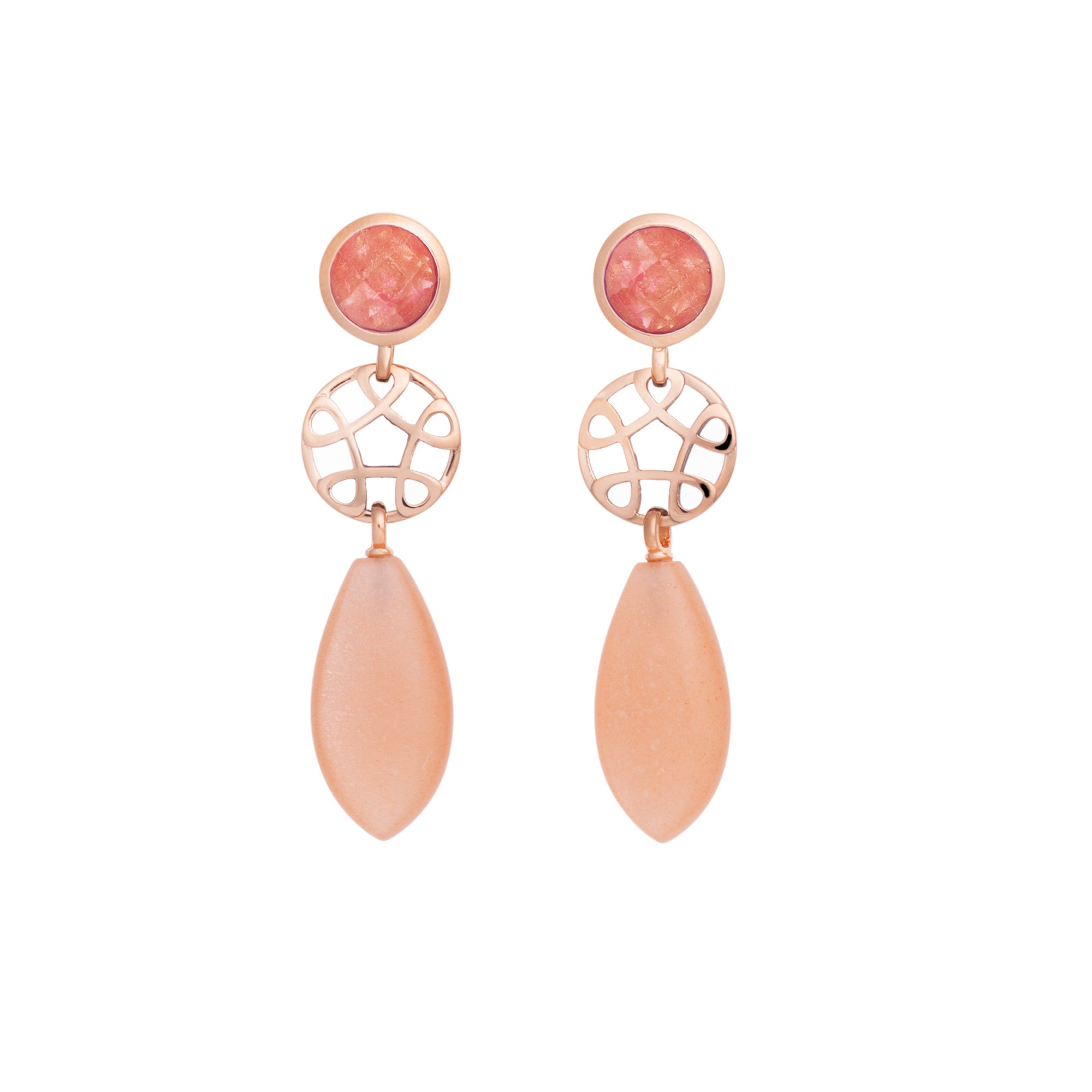 Bron Toujours Ajour Ohrschmuck (8OR4819SASMS) aus Roségold mit Mondstein und Saphir