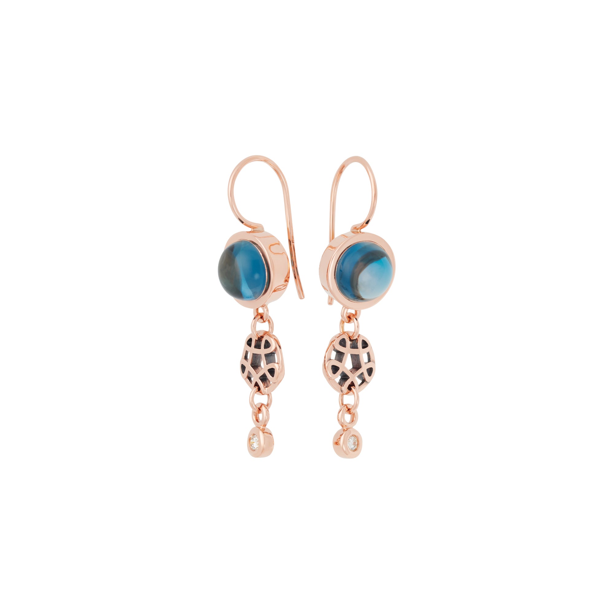 Bron Toujours Ajour Ohrschmuck (8OR4842TLCBR) aus Roségold mit Diamant und Topas