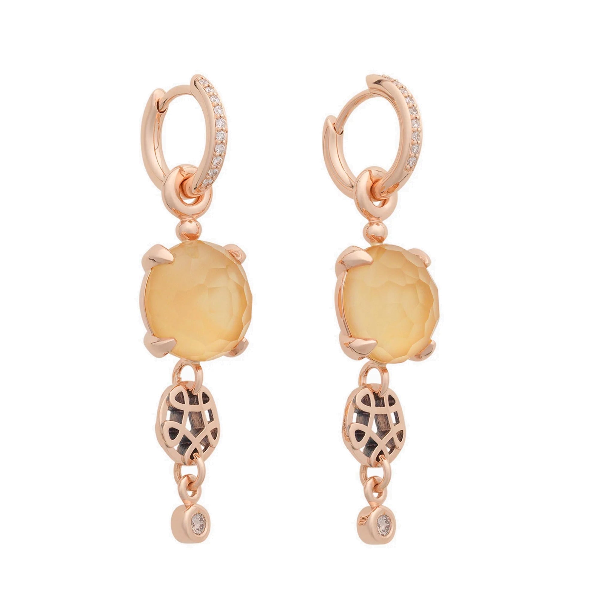 Bron Toujours Ajour Ohrschmuck (8OR4848CIRCBR) aus Roségold mit Diamant und Citrin