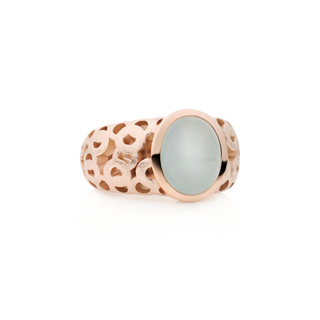 Bron Toujours Ajour Ring (8RR4823MAQC) aus Roségold mit Aquamarin