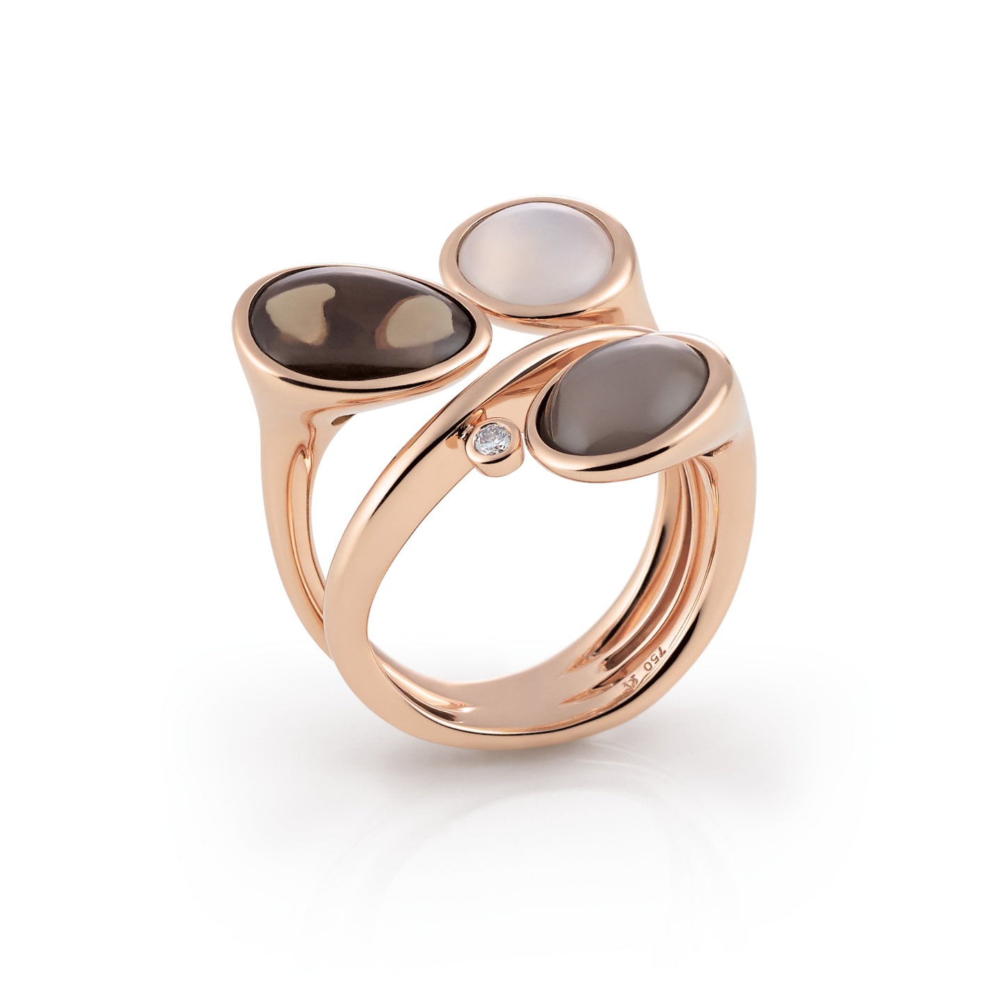 Candy Ring, Roségold • Diamant • Mondstein • Rauchquarz von Al Coro (R7504SQR)