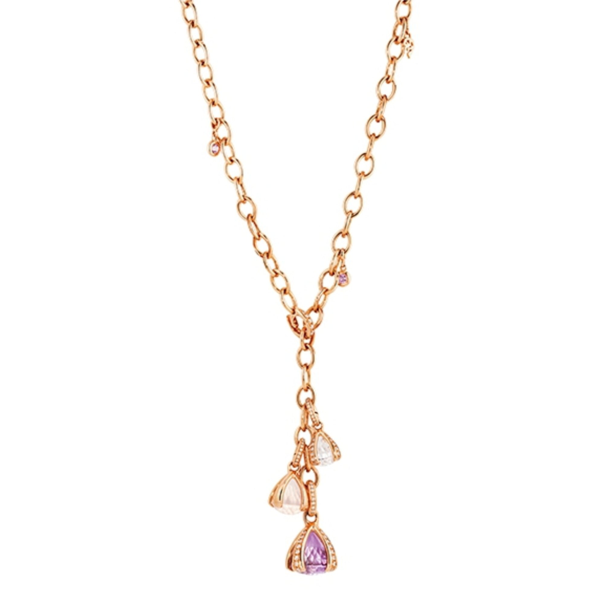 Capolavoro Collier Capriccio Highlight C.03 - CO9AMF00687.CLIP (CLIP) aus Roségold mit Amethyst, Diamant, Rosenquarz und Saphir