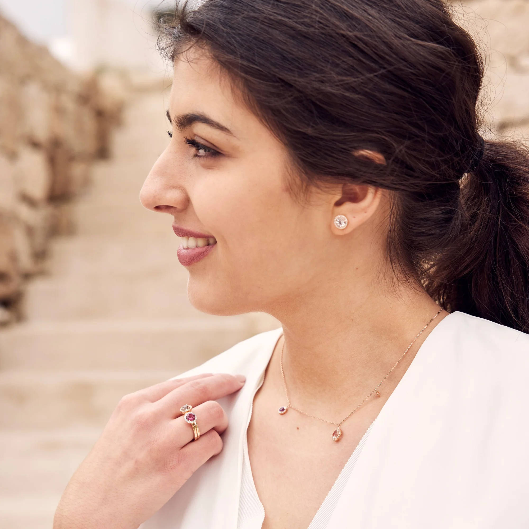 Capolavoro Collier Espressivo (CO9MOG00657) aus Roségold mit Amethyst, Diamant und Morganit