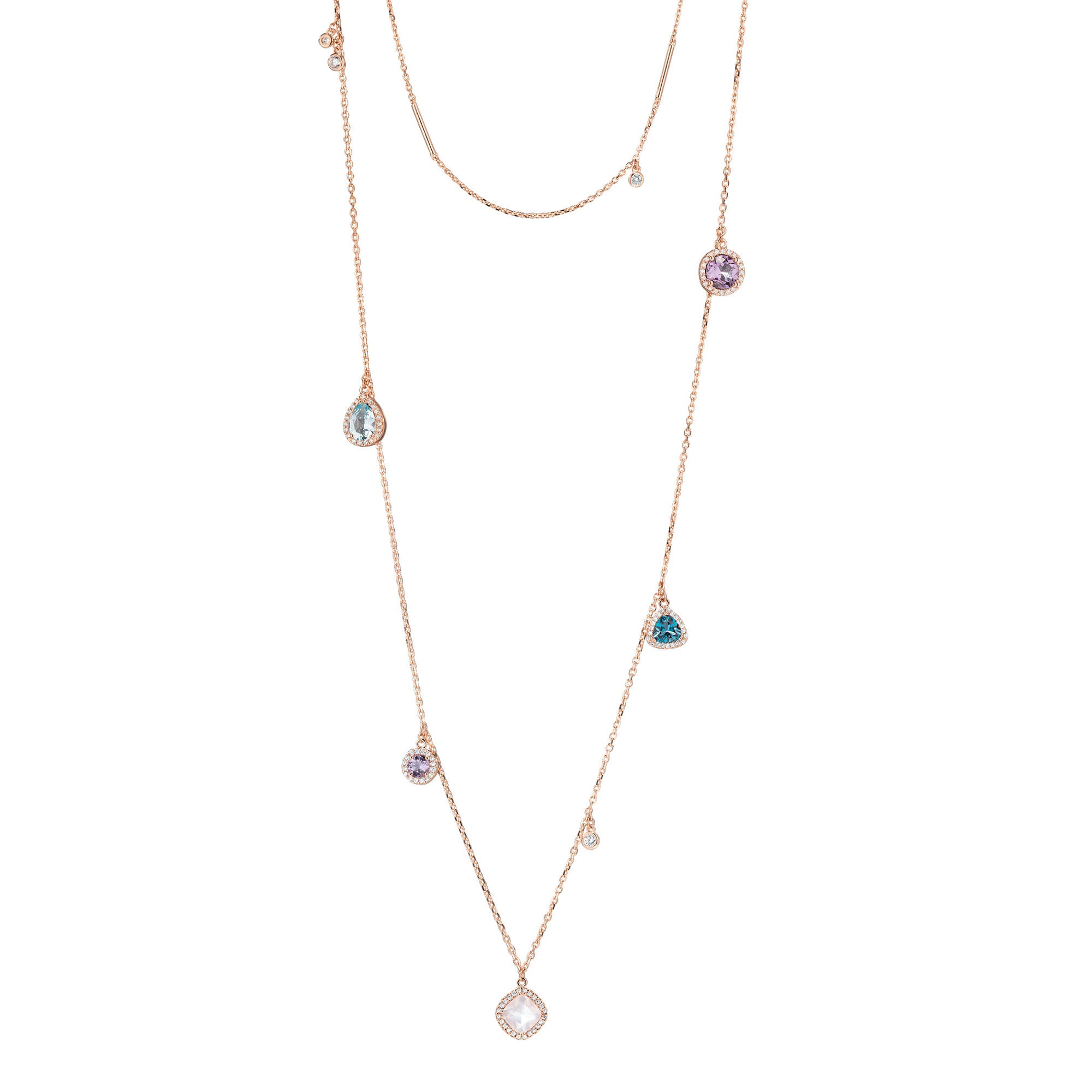 Capolavoro Collier Espressivo Highlight (CO9ROK00655) aus Roségold mit Amethyst, Diamant, Rosenquarz und Topas