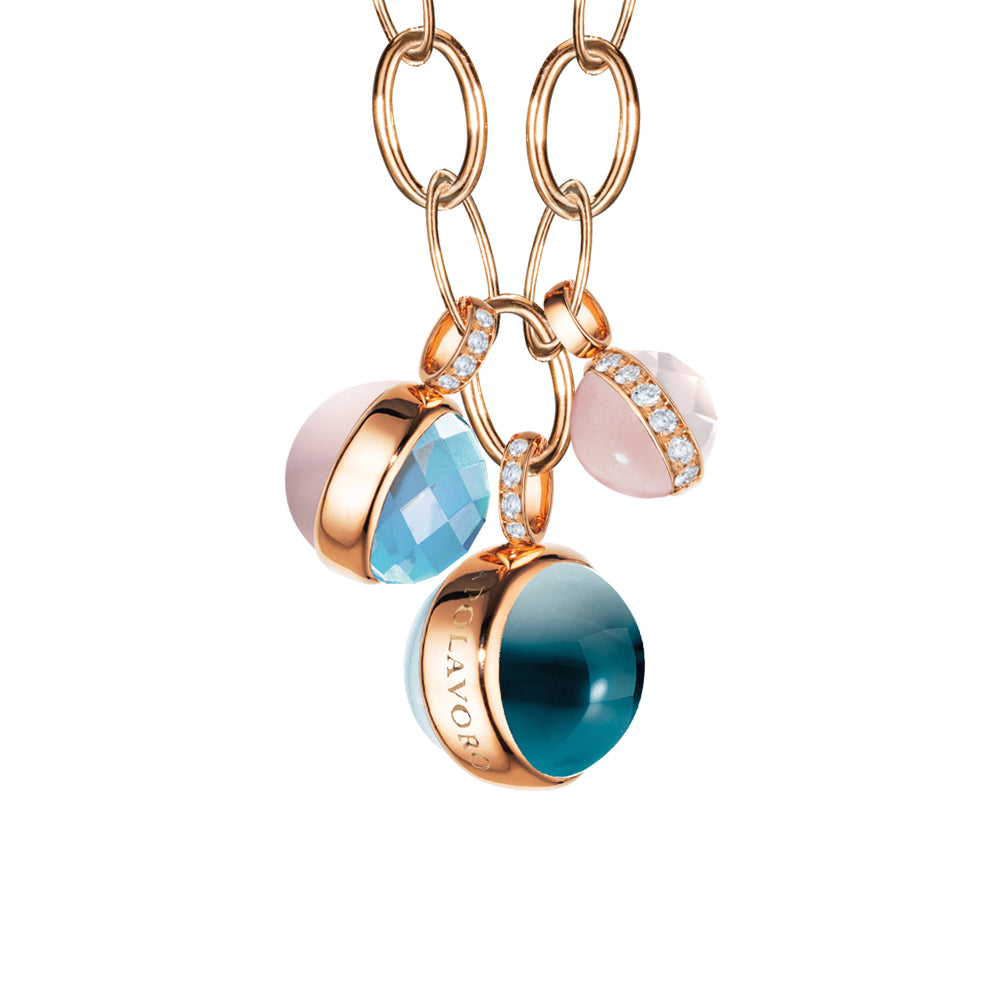 Capolavoro Collier Velluto Highlight (CO9TOA00650) aus Roségold mit Diamant, Opal, Rosenquarz und Topas