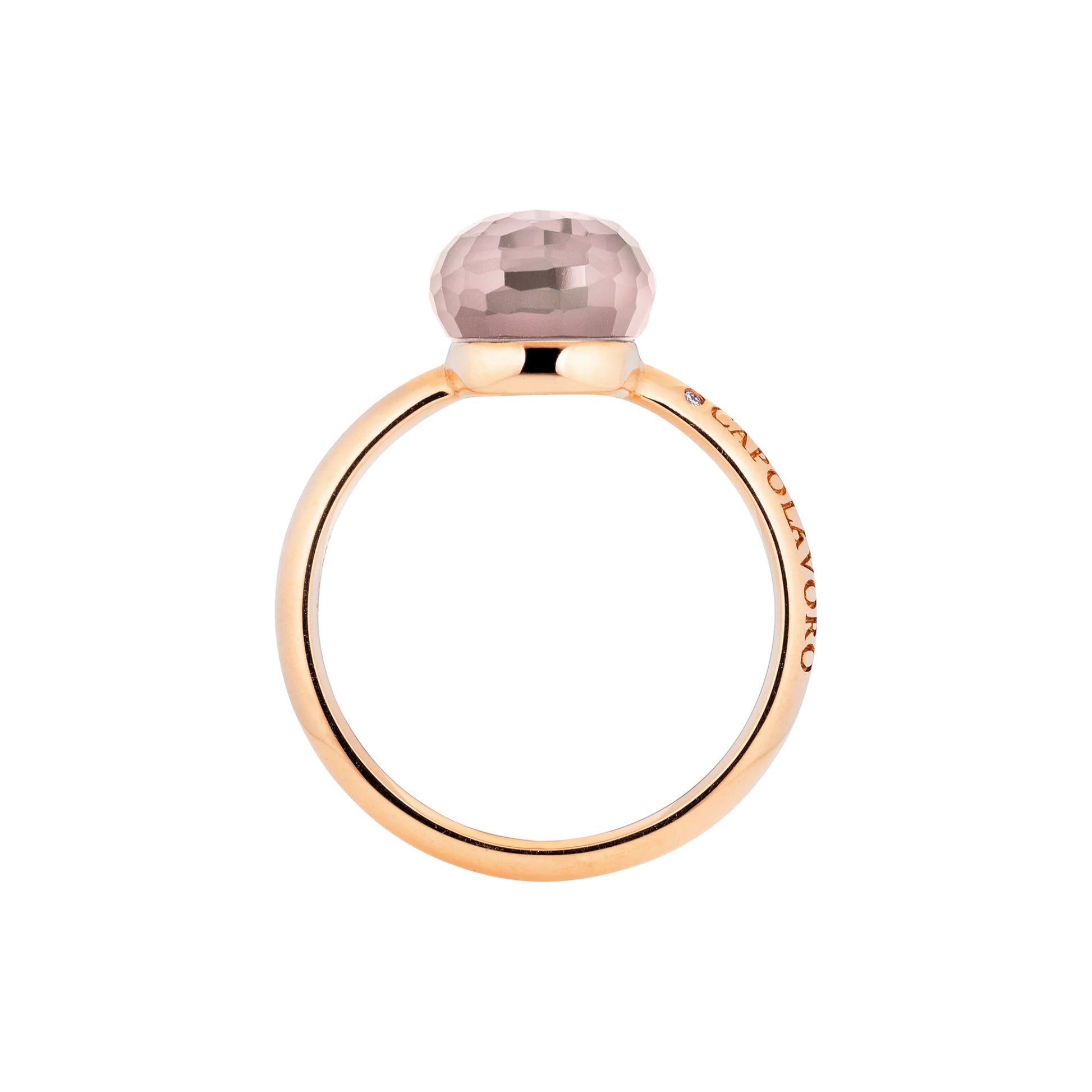 Ring Happy Holi, Roségold • Diamant • Rosenquarz von Capolavoro (RI9ROK02696.FAC)