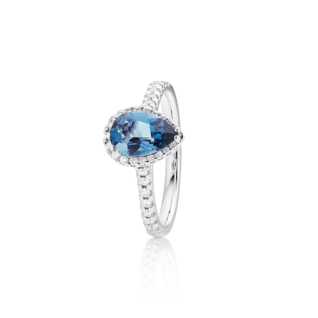 Capolavoro Ring Jennifer x Espressivo (RI8TOL02700-M) aus Weißgold mit Diamant und Topas