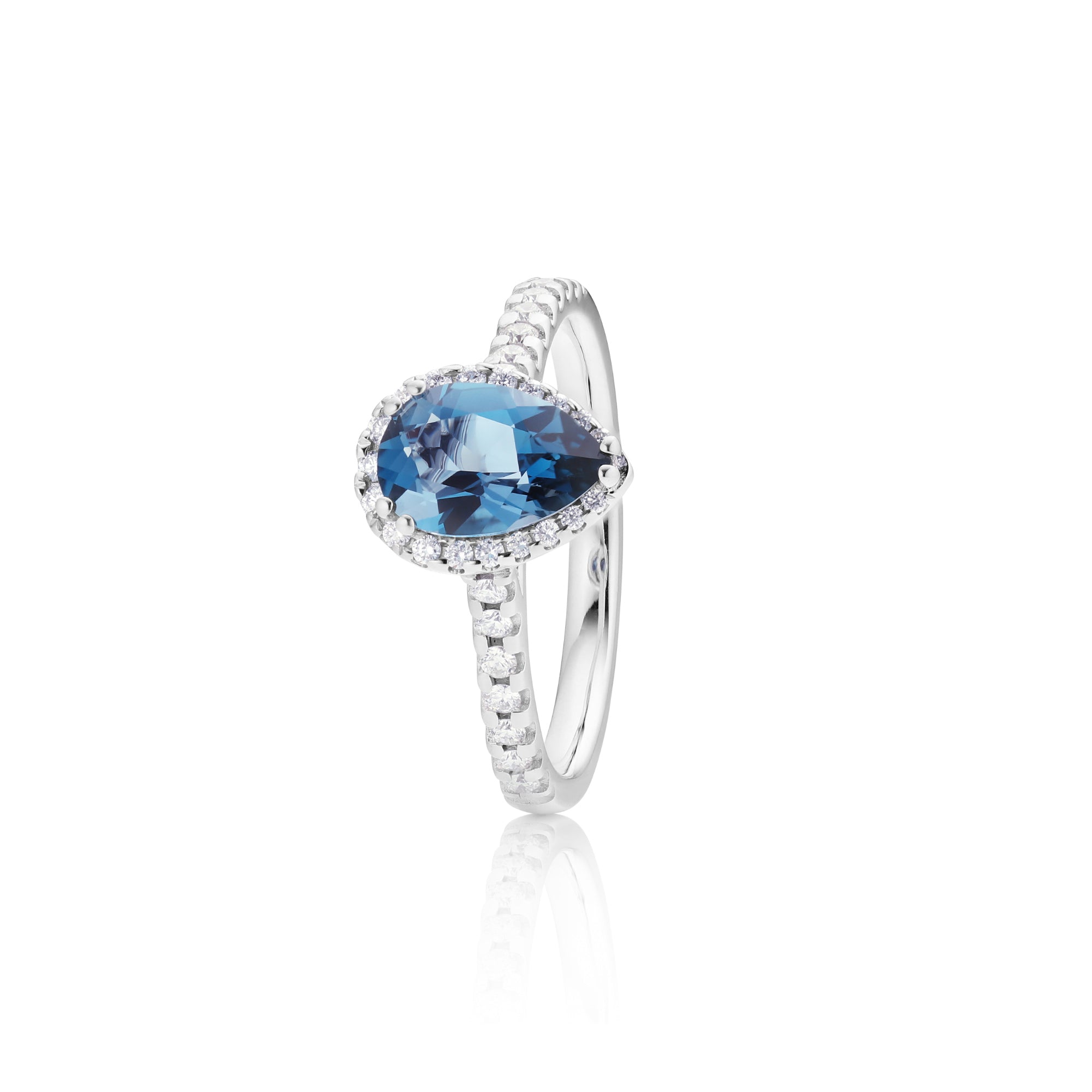 Capolavoro Ring Jennifer x Espressivo (RI8TOL02700-M) aus Weißgold mit Diamant und Topas