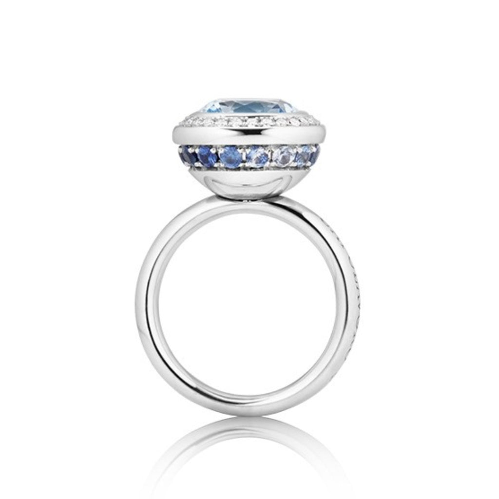 Capolavoro Ring Twinkle Balloon (RI8TOA02726) aus Weißgold mit Diamant, Saphir und Topas