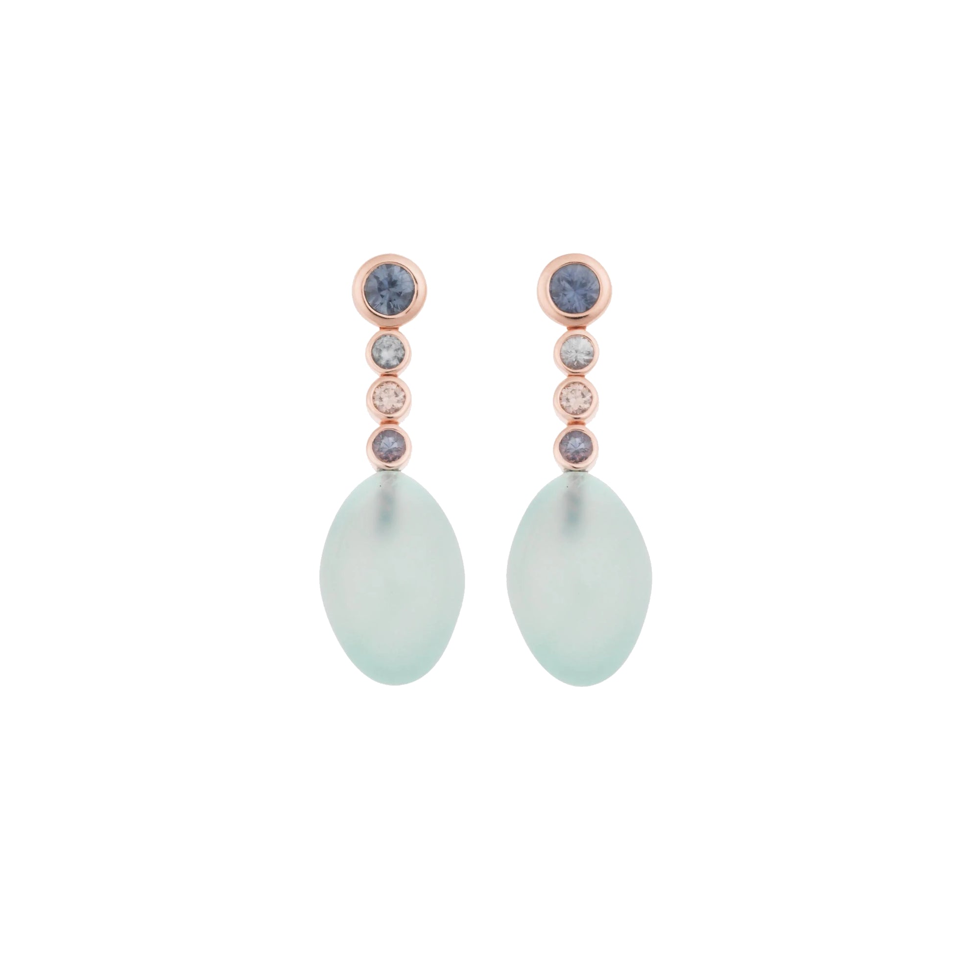 Confetti Ohrschmuck, Roségold • Diamant • Chalcedon • Saphir von Bron (8OR4814DAWNGCRD)