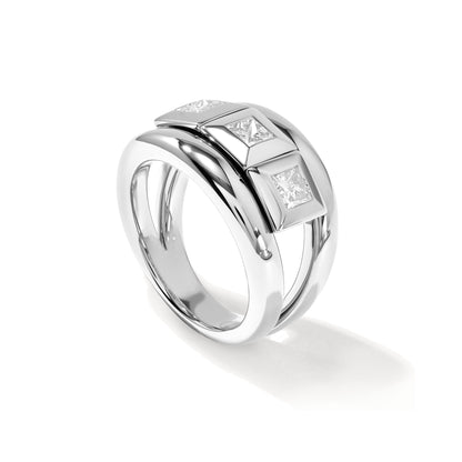 CURRICULUM VITAE 3 Ring Diamanten medium, Weißgold • Diamant von Tamara Comolli (R-CV3-m-Pr-wg)