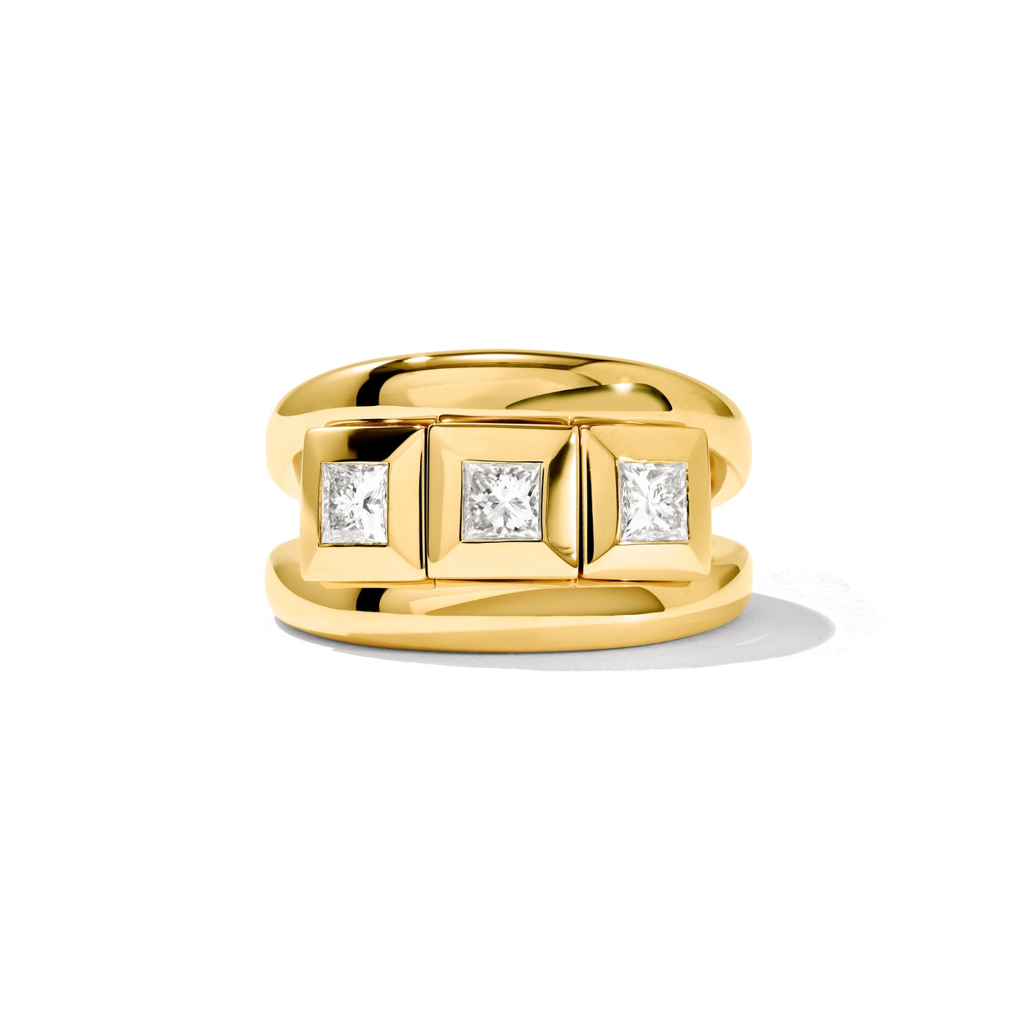 CURRICULUM VITAE 3 Ring Diamanten medium, Gelbgold • Diamant von Tamara Comolli (R-CV3-m-Pr-yg)