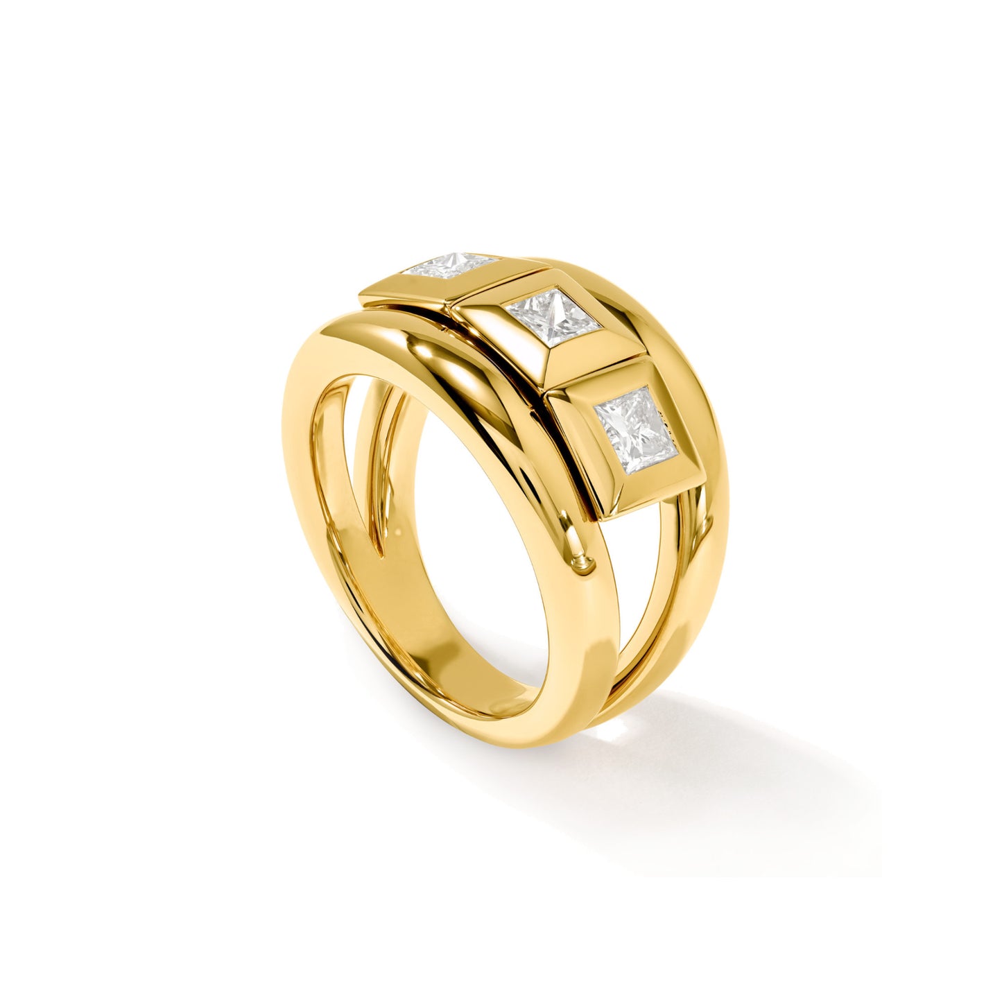 CURRICULUM VITAE 3 Ring Diamanten medium, Gelbgold • Diamant von Tamara Comolli (R-CV3-m-Pr-yg)