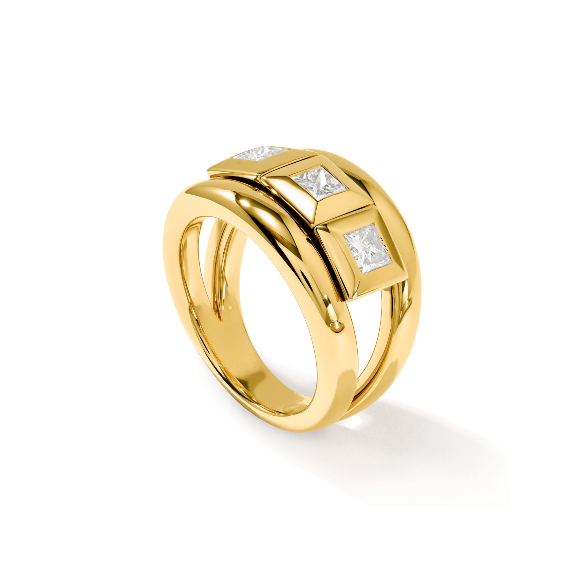 CURRICULUM VITAE 3 Ring Diamanten medium, Gelbgold • Diamant von Tamara Comolli (R-CV3-m-Pr-yg)