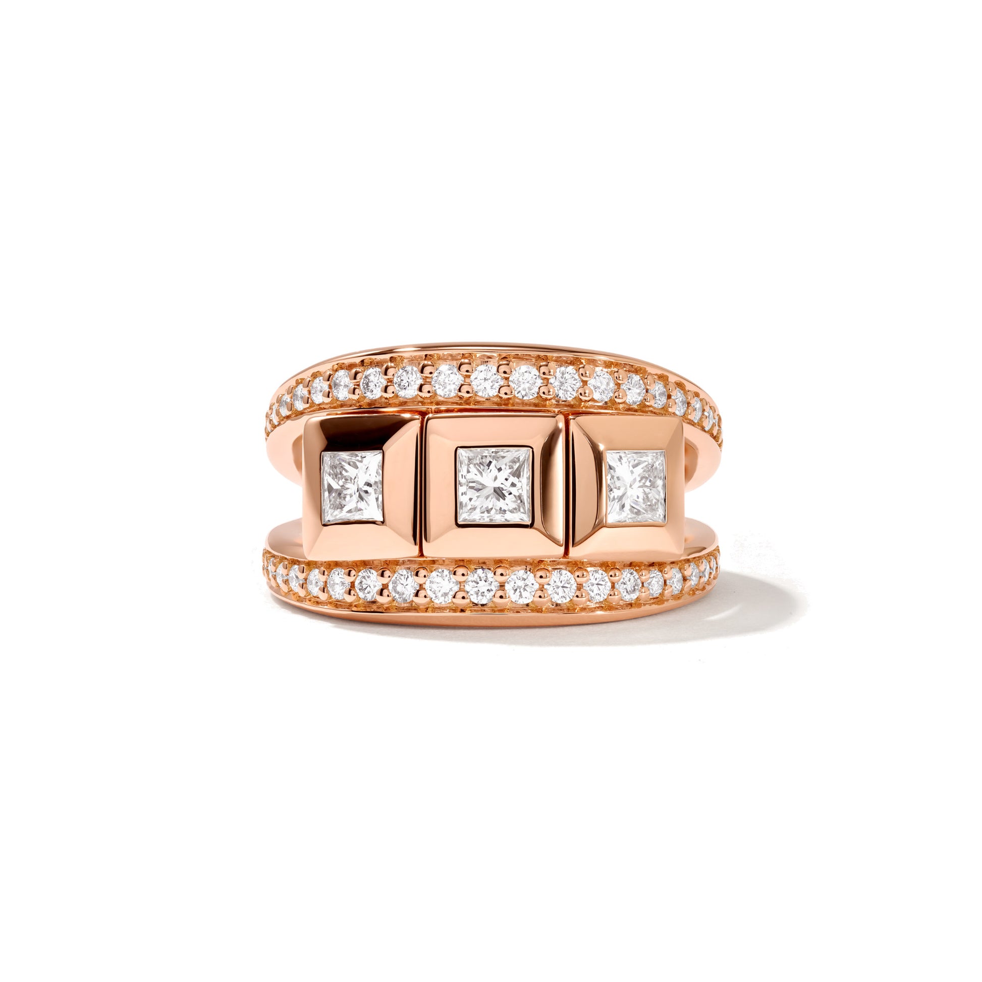 CURRICULUM VITAE 3 Ring mit Diamant Pavé medium, Roségold • Diamant von Tamara Comolli (R-CV3-m-Pr-p-rg)