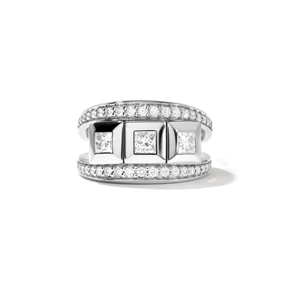 CURRICULUM VITAE 3 Ring mit Diamant Pavé medium, Weißgold • Diamant von Tamara Comolli (R-CV3-m-Pr-p-wg)
