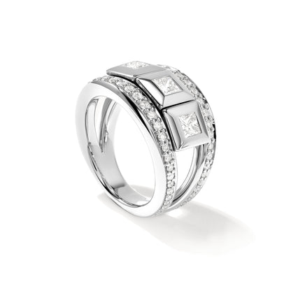 CURRICULUM VITAE 3 Ring mit Diamant Pavé medium, Weißgold • Diamant von Tamara Comolli (R-CV3-m-Pr-p-wg)