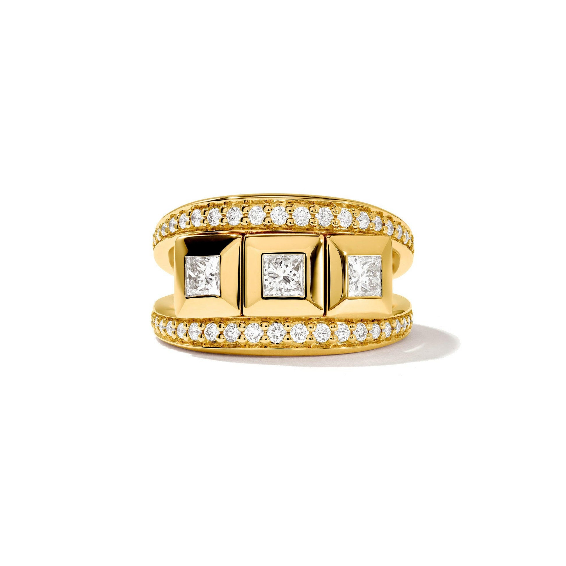 CURRICULUM VITAE Ring 3 mit Diamant Pavé small von Tamara Comolli (Ref. R-CV3-s-Pr-p-yg)