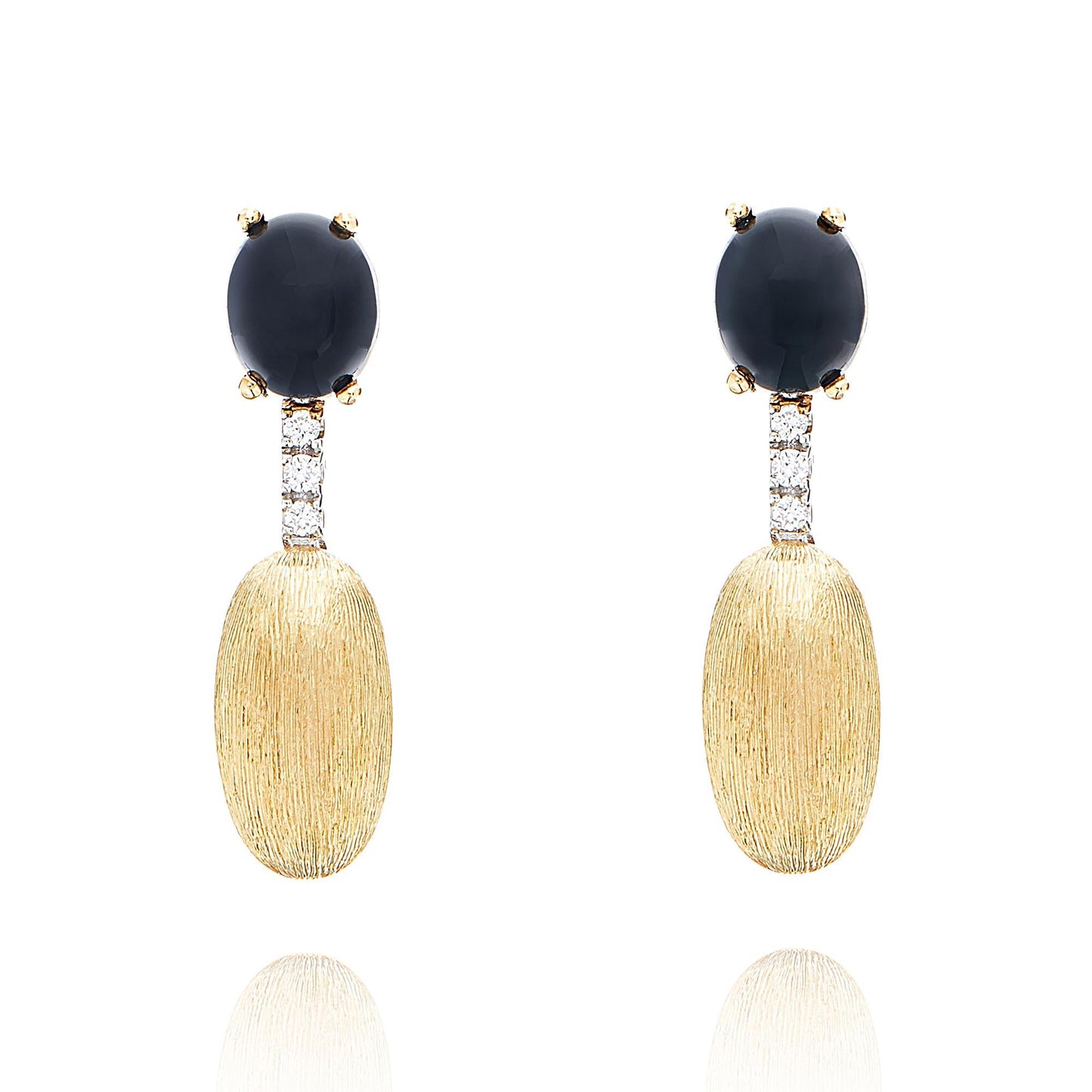 Dancing Mystery Black Ohrhänger, Gelbgold • Diamant • Onyx von Nanis (OS14-597)