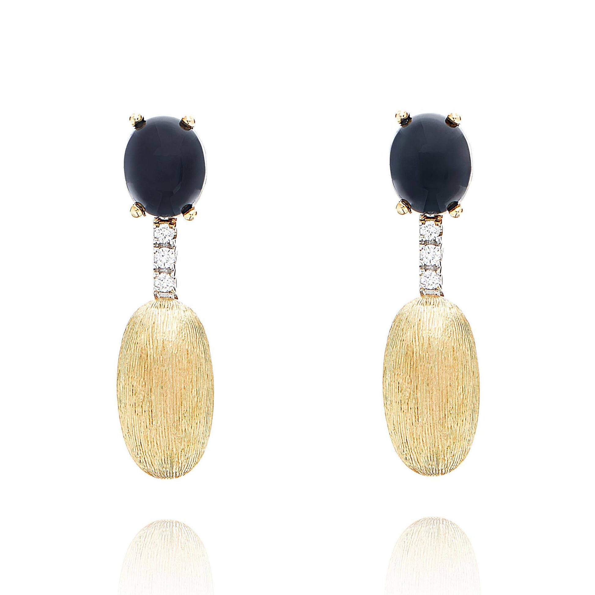 Dancing Mystery Black Ohrhänger, Gelbgold • Diamant • Onyx von Nanis (OS14-597)
