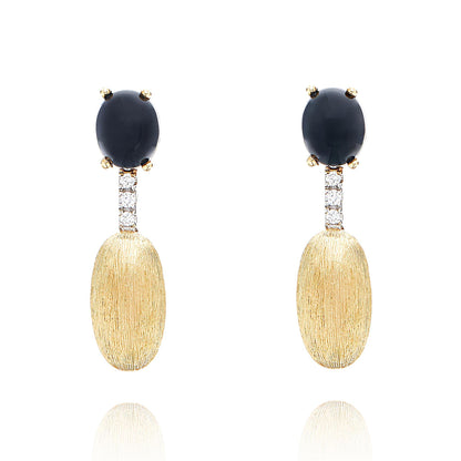 Dancing Mystery Black Ohrhänger, Gelbgold • Diamant • Onyx von Nanis (OS14-597)