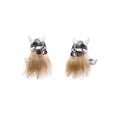 Deakin and Francis Silver Manschettenknöpfe Hairy Viking Skull (C1834X0001) aus Sterlingsilber mit Rubin