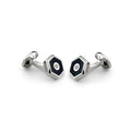 Deakin and Francis Silver Manschettenknöpfe Hexagonal (C0184X0002) aus Sterlingsilber mit Diamant und Onyx