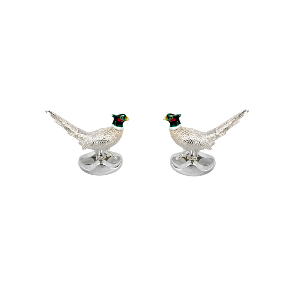 Deakin and Francis Silver Manschettenknöpfe Pheasant (C1726X0001) aus Sterlingsilber mit Emaille