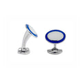 Deakin and Francis Silver Manschettenknöpfe Royal Blue and Clear (L0765S0216) aus Sterlingsilber mit Emaille
