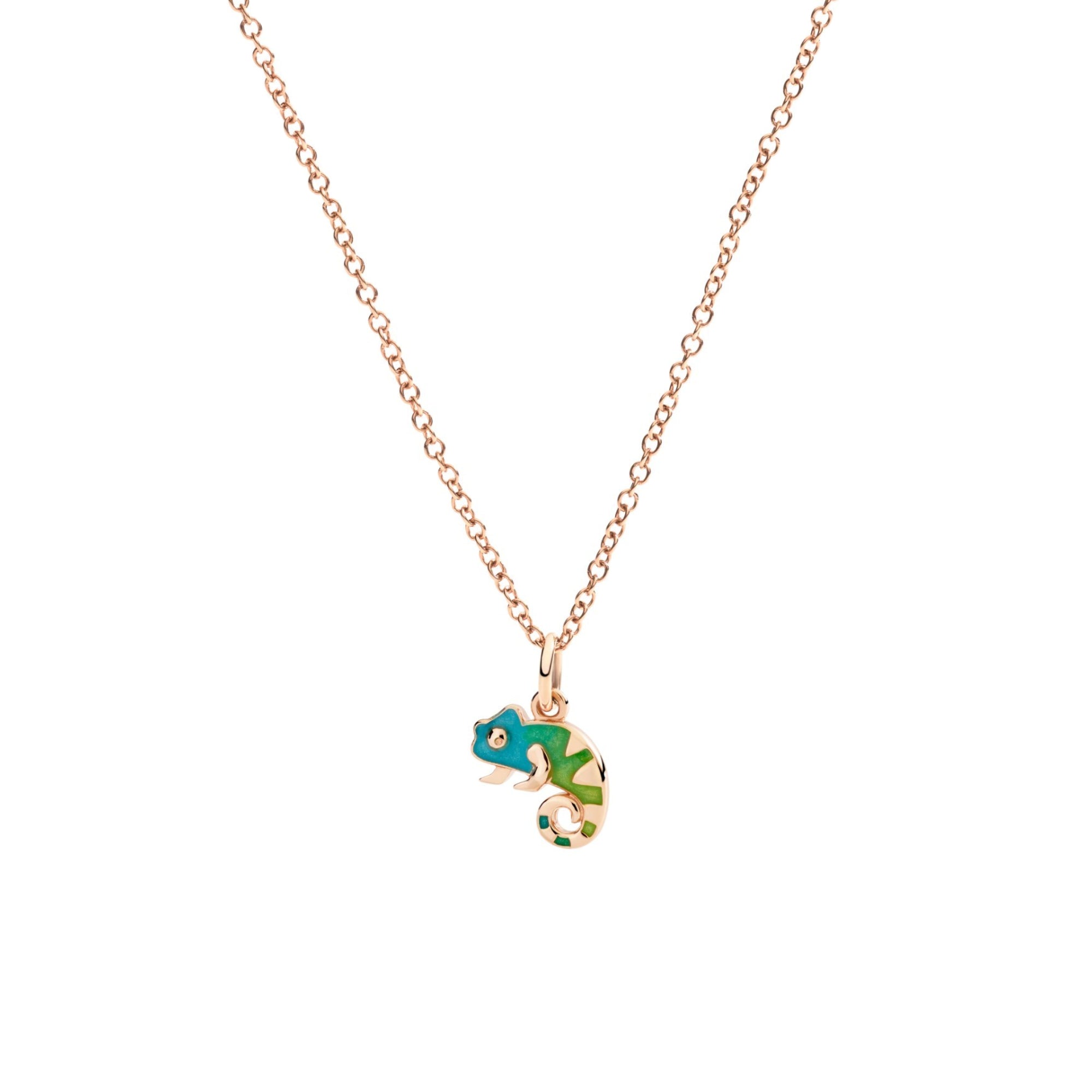 DoDo Anhänger Chamäleon (DMC5011-CHAMA-EVT9R) aus Roségold mit Emaille und Perlmutt