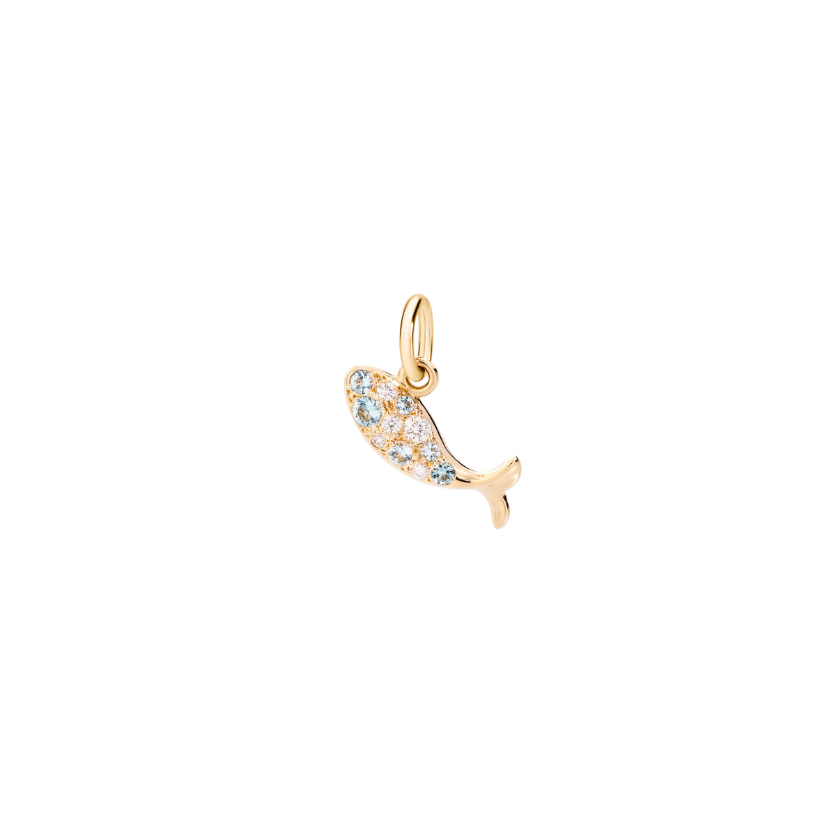DoDo Anhänger Fisch (DMC0019-FISH0-BZFOG) aus Gelbgold mit Diamant, Swiss-Topas und Topas