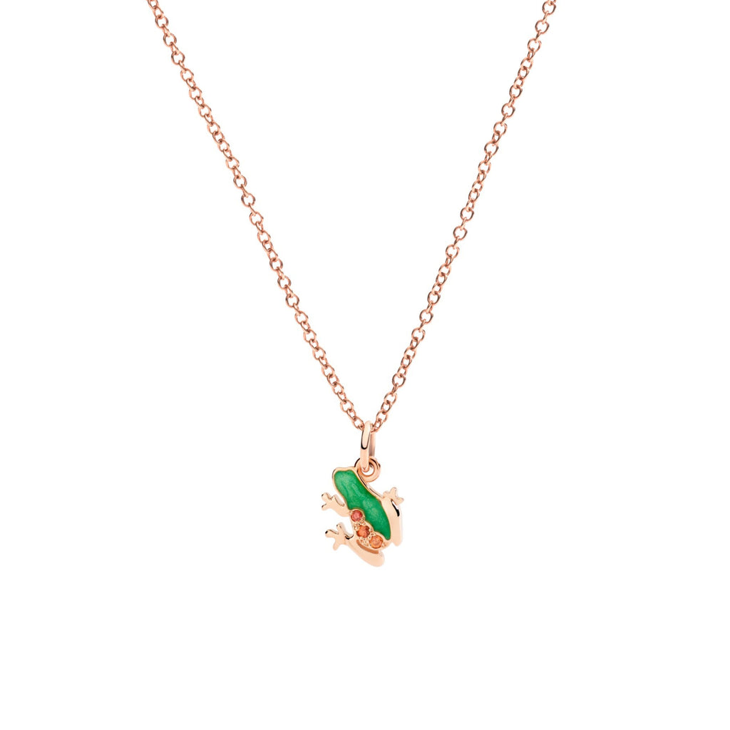 DoDo Anhänger Frosch (DMC5004-FROGX-VZO9R) aus Roségold mit Emaille, Perlmutt und Saphir
