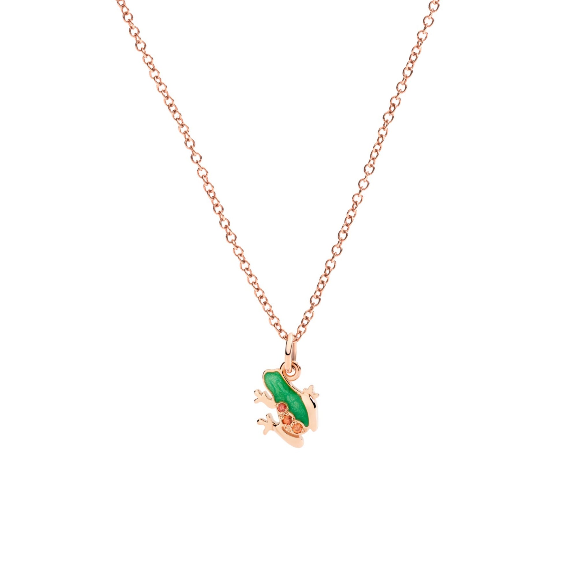 DoDo Anhänger Frosch (DMC5004-FROGX-VZO9R) aus Roségold mit Emaille, Perlmutt und Saphir