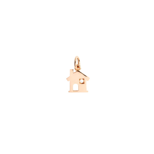DoDo Anhänger Haus (DMC4013-HOUSE-DB09R) aus Roségold mit Diamant