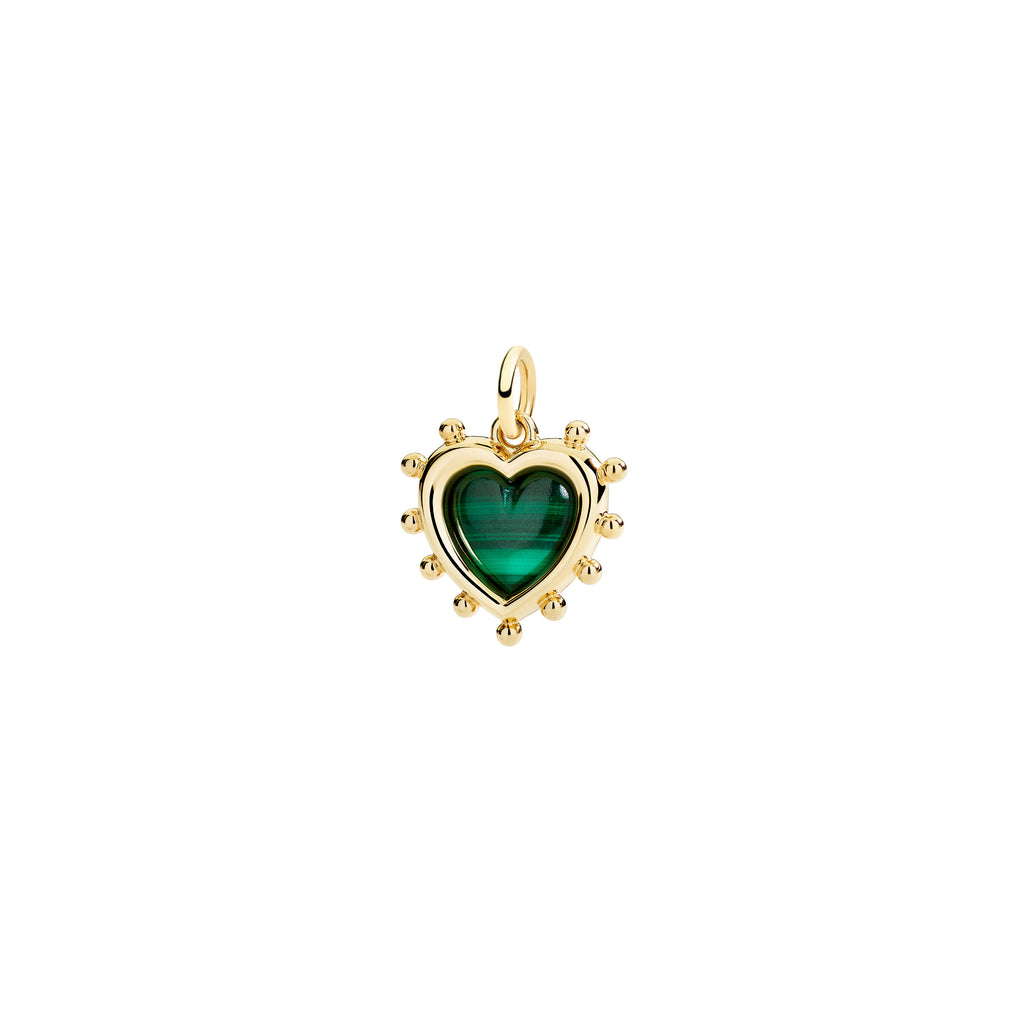 DoDo Anhänger Herz (DMC6015-HEART-MYA9G) aus Bicolor-Gold mit Malachit